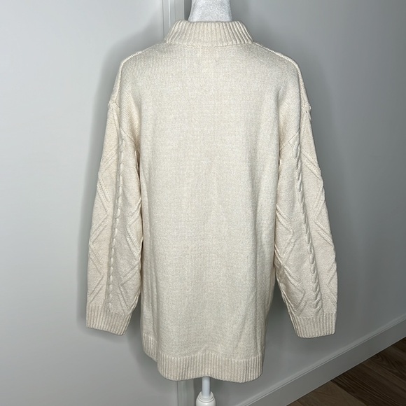 H&M Pullover Cable-knit Twisted Sweater Long Sleeve Cozy Neutral Small 5% Wool - Picture 5 of 10